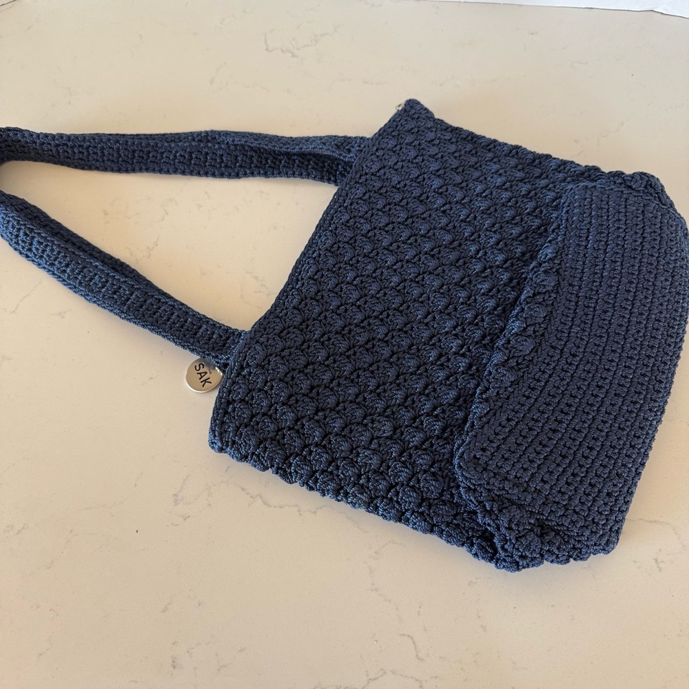 The Sak Navy Blue Crochet Shoulder Bag – Classic Boho Style - Picture 2 of 4